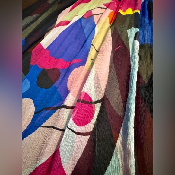 Diane Von Furstenberg silk abstract art sleeveless a line flowy dress size 0 - Picture 9 of 9